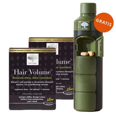 Новый набор Nordic Hair Volume, 2 x 105 таблеток + флакон с ящичками для лекарств бесплатно: цены и характеристики