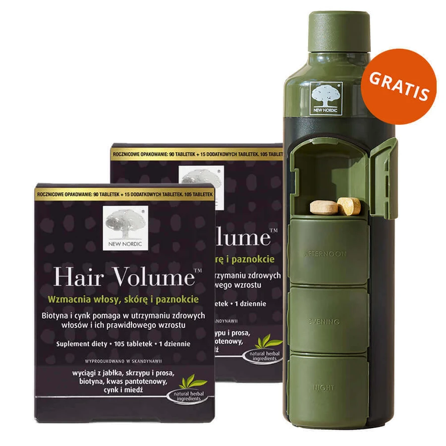 Новый набор Nordic Hair Volume, 2 x 105 таблеток + флакон с ящичками для лекарств бесплатно: цены и характеристики