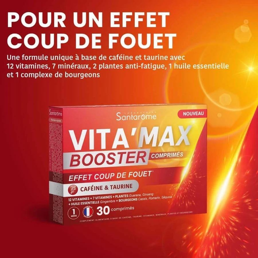 Santarome Vita'max Кофеїн і таурин Boost проти втоми 30 таблеток: ціни та характеристики