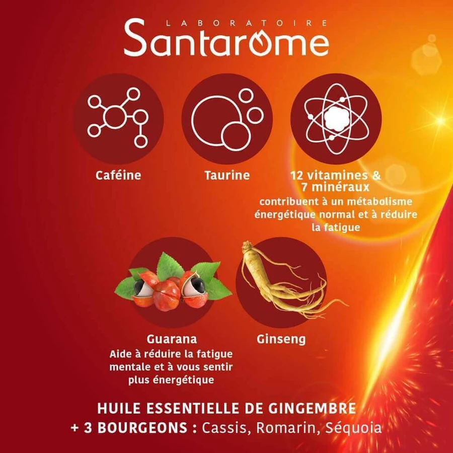 Santarome Vita'max Кофеїн і таурин Boost проти втоми 30 таблеток: ціни та характеристики