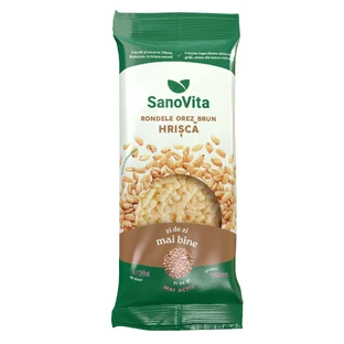 Кружочки из коричневого риса и гречки, 56 г, Sanovita