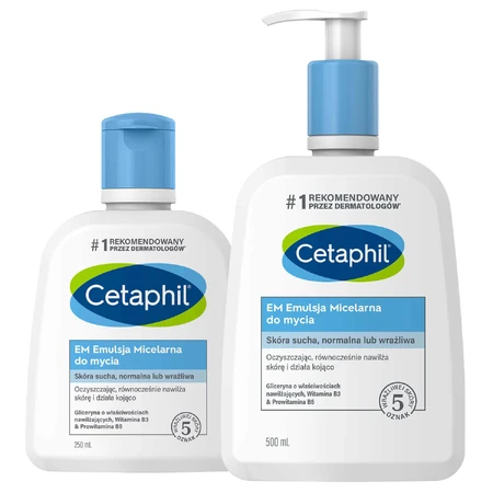 Набор Cetaphil EM Cleansing, Мицеллярная эмульсия для чувствительной кожи, для всей семьи, 250 мл + 500 мл: цены и характеристики