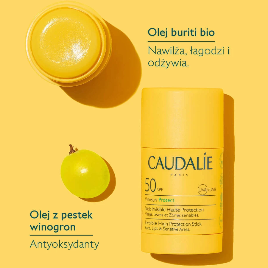 Caudalie Vinosun Protect, невидимий стік з високим ступенем захисту, SPF 50, 15 г + невидимий, легкий крем з дуже високим ступенем захисту, SPF 50+, 20 мл безкоштовно: ціни та характеристики