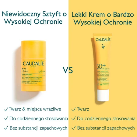 Caudalie Vinosun Protect, невидимий стік з високим ступенем захисту, SPF 50, 15 г + невидимий, легкий крем з дуже високим ступенем захисту, SPF 50+, 20 мл безкоштовно: ціни та характеристики