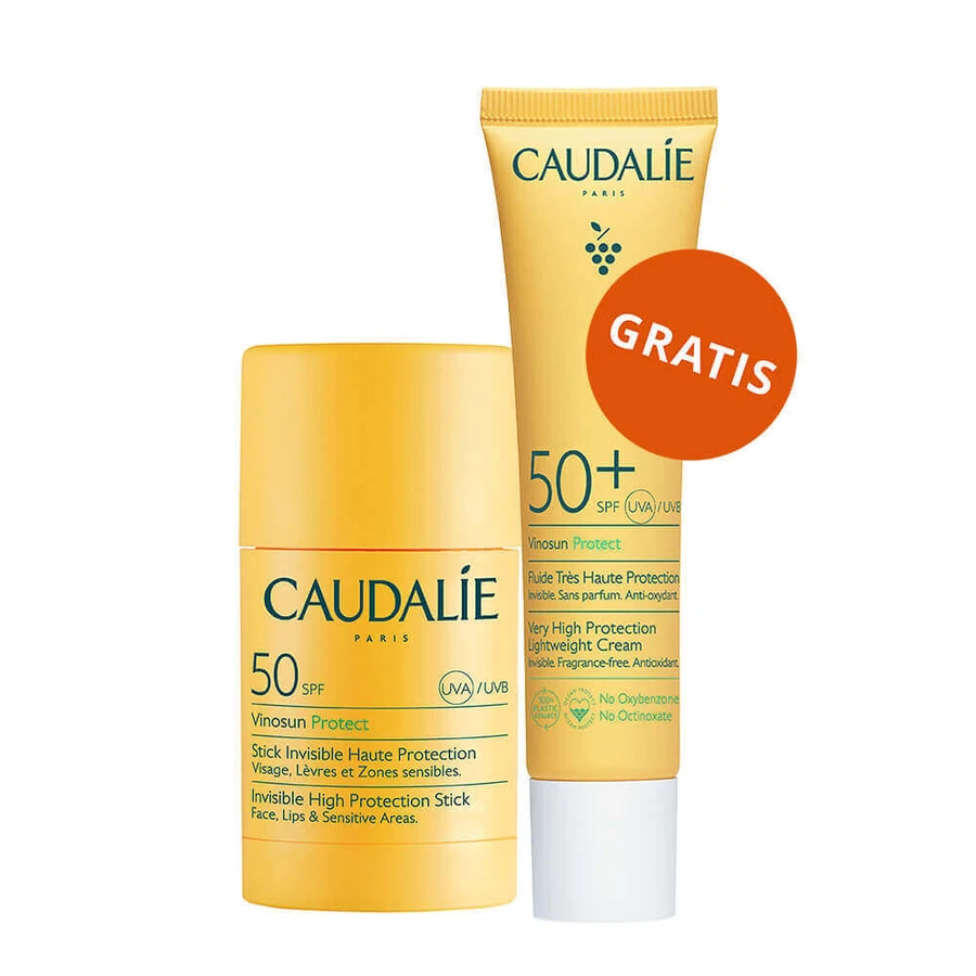 Caudalie Vinosun Protect, невидимий стік з високим ступенем захисту, SPF 50, 15 г + невидимий, легкий крем з дуже високим ступенем захисту, SPF 50+, 20 мл безкоштовно: ціни та характеристики