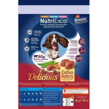 Brekkies Dog Delice Meat - Сухий корм з яловичиною для дорослих собак усіх порід, 3 кг: ціни та характеристики
