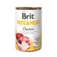 Brit (Брит) PATE & MEAT Chicken - Консервированный корм с курицей для собак, 400 г