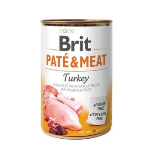 Brit (Брит) PATE & MEAT Turkey - Консервированный корм с индейкой для собак, 400 г