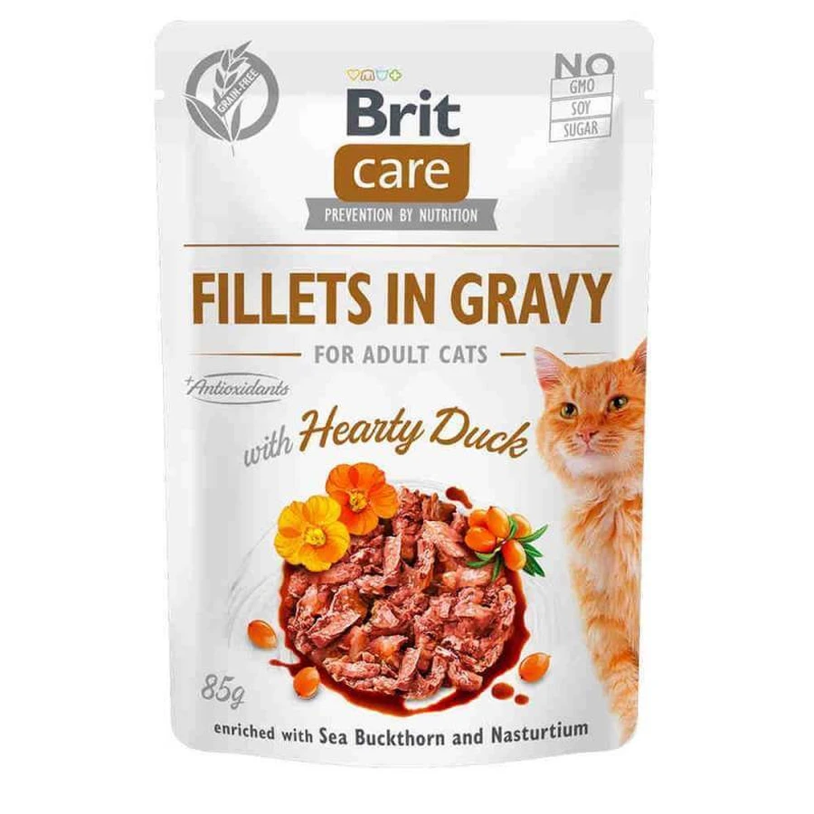 Brit Care Cat Fillets in Gravy Hearty Duck - Вологий корм "Філе в соусі" з качкою для котів, 85 г : ціни та характеристики