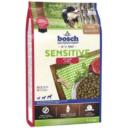 Bosch (Бош) Sensitive Lamb & Rice - Сухий корм з ягням і рисом для дорослих собак схильних до алергії, 3 кг: ціни та характеристики