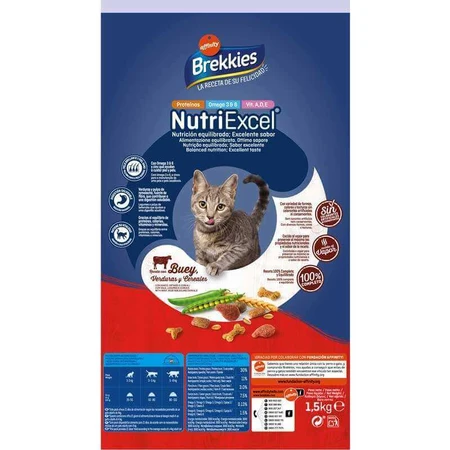 Brekkies Cat Beef - Сухой корм с говядиной для котов, 1,5 кг: цены и характеристики