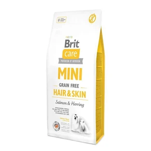 Brit Care (Брит Кеа) Mini Grain Free Hair & Skin - Сухой беззерновой корм с лососем и сельдью для взрослых длинношерстных собак миниатюрных пород, 7 кг