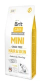 Brit Care (Брит Кеа) Mini Grain Free Hair &amp; Skin - Сухой беззерновой корм с лососем и сельдью для взрослых длинношерстных собак миниатюрных пород, 7 кг