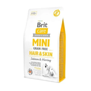 Brit Care Mini Grain Free Hair & Skin - Сухий беззерновий корм з лососем і оселедцем для дорослих довгошерстих собак мініатюрних порід, 2 кг