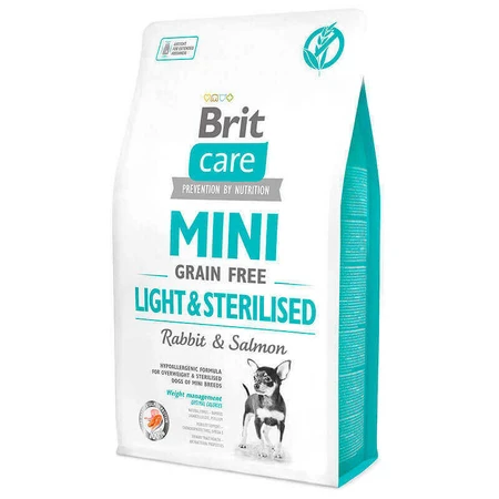 Brit Care Mini Grain Free Light & Sterilised - Сухий корм з кроликом і лососем для собак міні порід з надмірною вагою або стерилізованих, 2 кг: ціни та характеристики
