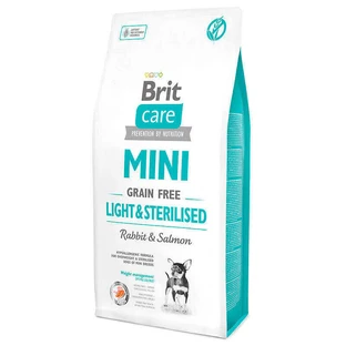 Brit Care (Брит Кеа) Mini Grain Free Light & Sterilised - Сухой корм с кроликом и лососем для взрослых собак мини пород с избыточным весом или стерилизванных собак, 7 кг