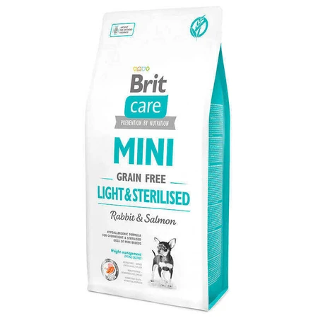 Brit Care (Брит Кеа) Mini Grain Free Light & Sterilised - Сухой корм с кроликом и лососем для взрослых собак мини пород с избыточным весом или стерилизванных собак, 7 кг: цены и характеристики