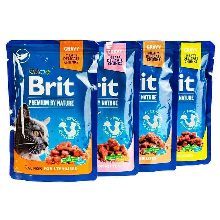Brit Premium Cat Sterilised Plate - Набір паучів Родинна тарілка асорті в соусі для стерилізованих котів, 12 шт х 100 г: ціни та характеристики