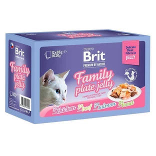 Brit Premium Delicate Fillets in Jelly Family Plate - Набор паучей "Семейная тарелка" в желе для котов, 12 шт х 85 г