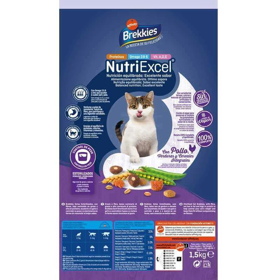 Brekkies Cat Affinity Sterilized - Сухий корм з куркою для дорослих стерилізованих котів, 1,5 кг: ціни та характеристики