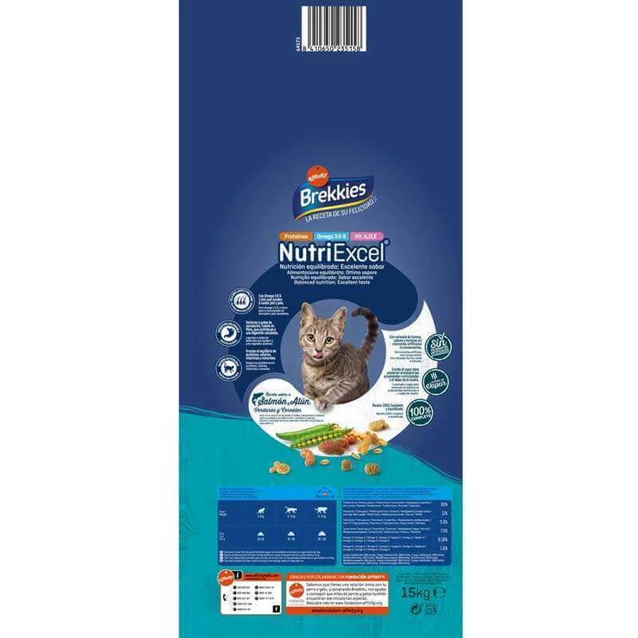 Brekkies Cat Salmon and Tuna - Сухий корм з лососем і тунцем для дорослих котів, 15 кг: ціни та характеристики