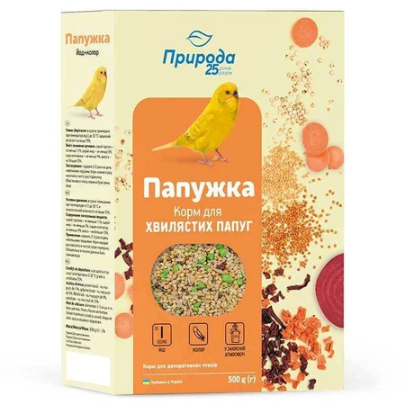 ТМ Природа Повноцінний корм Папужка Йод + Колор для хвилястих папуг, 500 г: ціни та характеристики