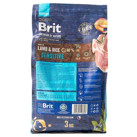 Brit Premium by Nature Sensitive Lamb&Rice - Сухой корм с ягненком для собак с чувствительным пищеварением, 3 кг: цены и характеристики
