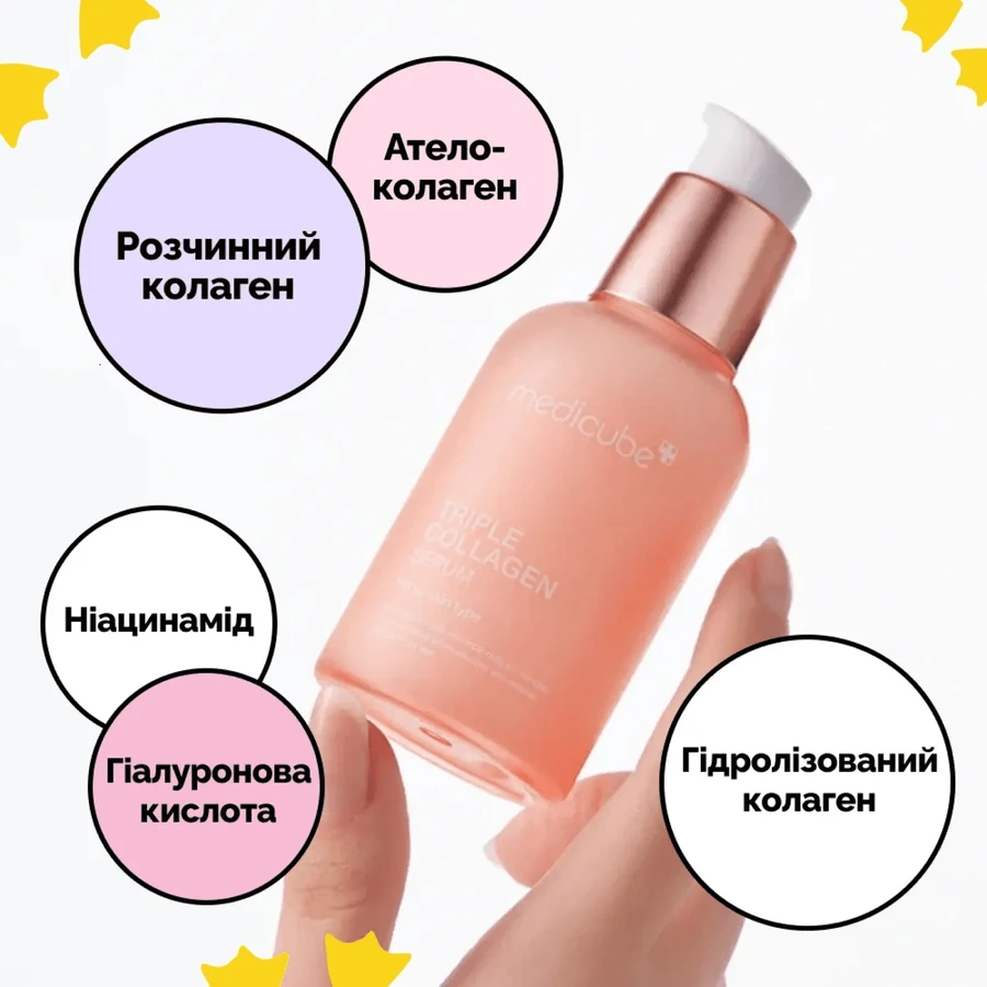 Cироватка для обличчя Medicube Triple Collagen Serum, зволожувальна, з колагеном та гіалуроновою кислотою, 55 мл : ціни та характеристики