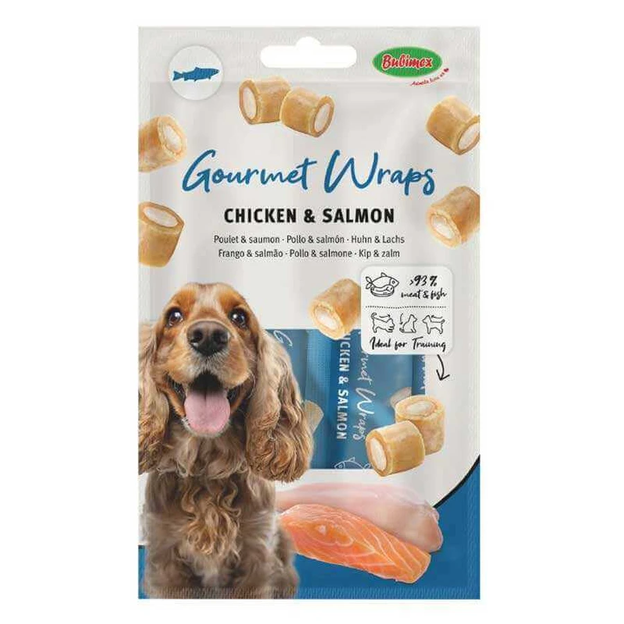 Bubimex Gourmet Dog Wraps Chicken & Salmon - Ласощі з куркою, лососем і вершковим кремом для собак? 30 г: ціни та характеристики