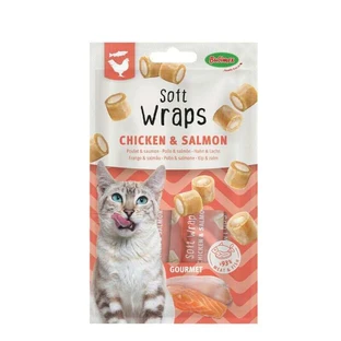 Bubimex Soft Wraps Cat Chicken & Salmon - М’які ласощі з куркою, лососем та вершковим кремом для котів, 30 г