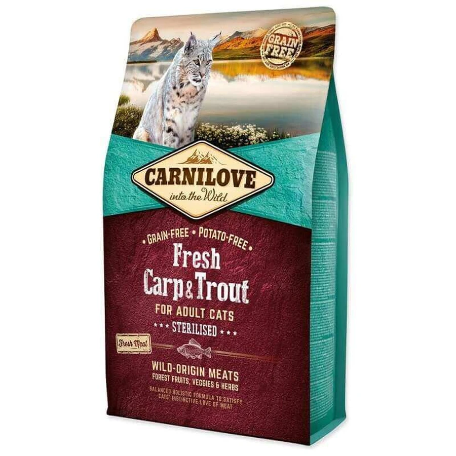 Carnilove Fresh Carp & Trout for Adult Sterilised Cats - Сухий беззерновий корм з коропом і фореллю для стерилізованих кішок, 2 кг: ціни та характеристики