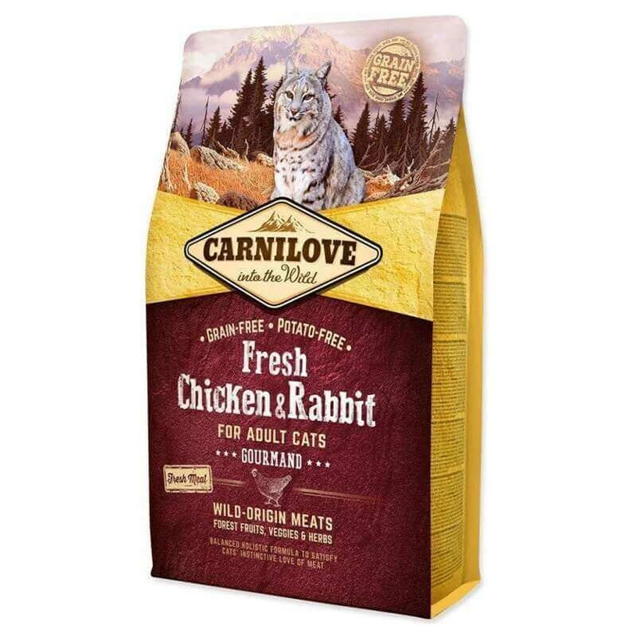 Carnilove Fresh Chicken & Rabbit for Adult Cats Gourmand - Сухий беззерновий корм з кроликом і куркою для дорослих котів, 2 кг: ціни та характеристики