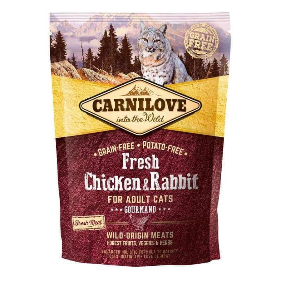 Carnilove Fresh Chicken & Rabbit for Adult Cats Gourmand - Сухий беззерновий корм з кроликом і куркою для дорослих котів, 400 г: ціни та характеристики