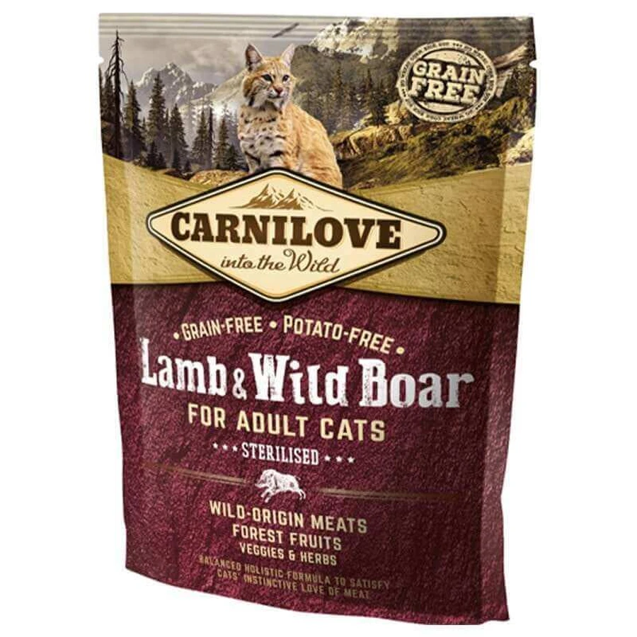 Carnilove Lamb & Wild Boar for Adult Sterilised Cats - Сухий корм з м'ясом ягняти і дикого кабана для стерилізованих кішок, 400 г: ціни та характеристики