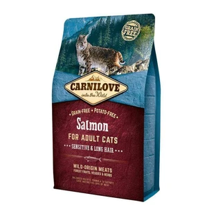 Carnilove Salmon for Adult Cats Sensitive & Long-Hair - Сухий корм з лососем для котів з довгою шерстю, 2 кг