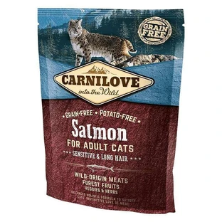 Carnilove Salmon for Adult Cats Sensitive & Long-Hair - Сухой корм с лососем для котов с длиной шерстью, 400 г