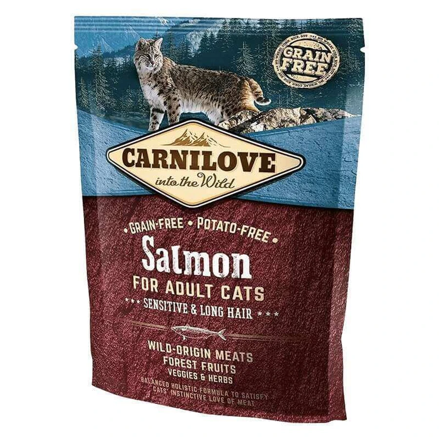 Carnilove Salmon for Adult Cats Sensitive & Long-Hair - Сухий корм з лососем для котів з довгою шерстю, 400 г: ціни та характеристики