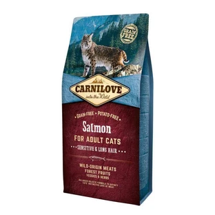 Carnilove Salmon for Adult Cats Sensitive & Long-Hair - Сухий корм з лососем для котів з довгою шерстю, 6 кг