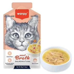Wanpy Meat Broths Salmon & Tuna Суп з лососем та тунцем для котів, 50 г
