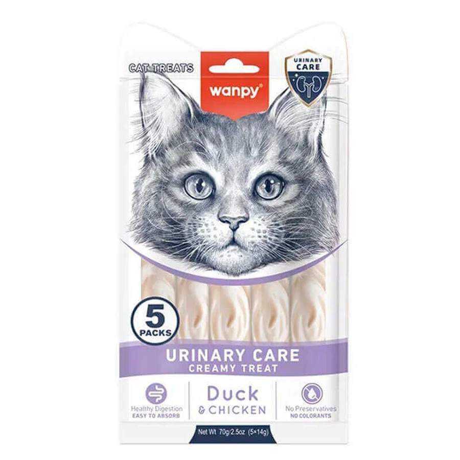 Wanpy Functional Creamy Treats Duck & Chicken Urinary Care Кремові ласощі з качкою та куркою для здоров’я сечостатевої системи котів, 70 г: ціни та характеристики