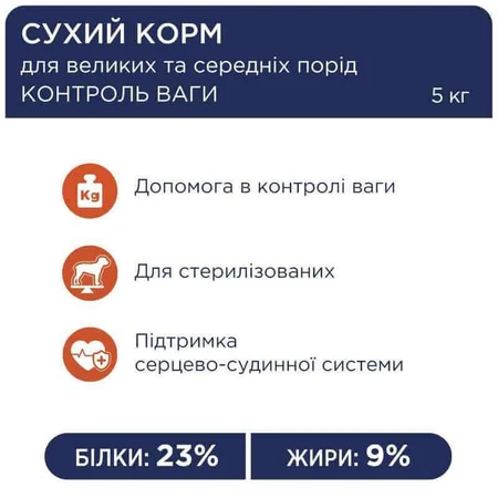 Club 4 Paws Premium Light Adult Medium&Large Breed Turkey - Сухой корм с индейкой для контроля веса стерилизованных собак средних и крупных пород, 5 кг: цены и характеристики