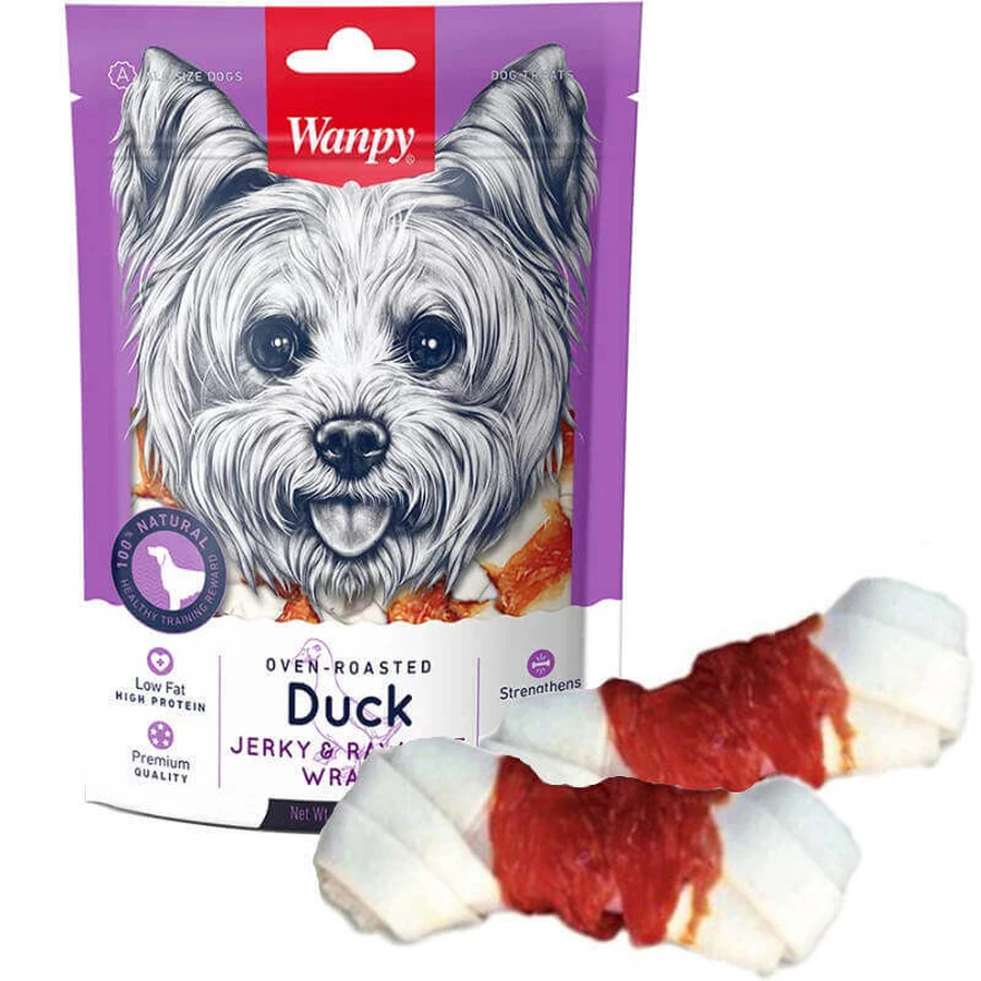 Wanpy Duck Jerky & Rawhide Wraps Кісточки вузлові з в'яленою качкою для собак, 100 г: ціни та характеристики