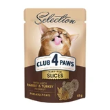 Club 4 Paws Premium Selection Cat Slices Rabbit & Turkey in Gravy - Влажный корм с кроликом и индейкой для кошек (слайсы в соусе), 80 г