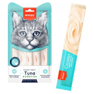Wanpy Creamy Treat Tuna & Codfish Cat Кремові ласощі з тунцем та тріскою для котів, 70 г