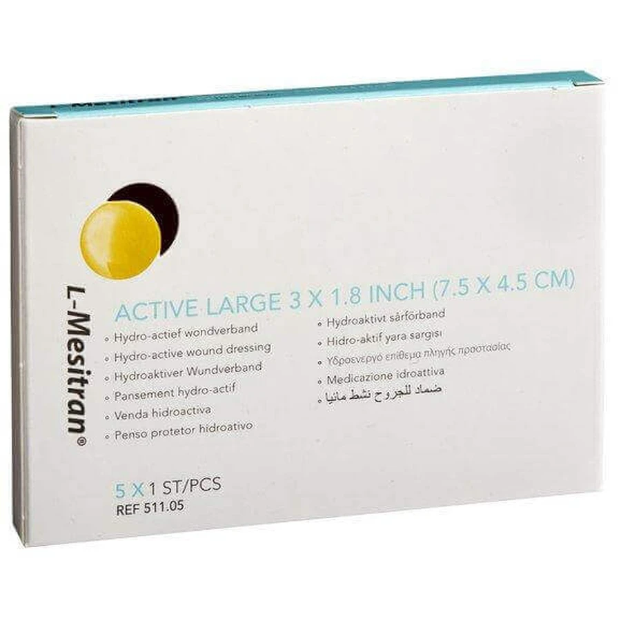 L-Mesitran Active Large 7,5 x 4,5 см с клейким краем, водонепроницаемый, 5 штук, Theo: цены и характеристики