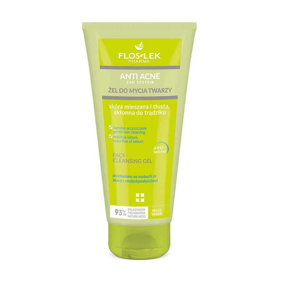Flos-Lek Anti Acne 24h System, гель для умывания лица, смешанная и жирная кожа, склонная к акне, 200 мл: цены и характеристики