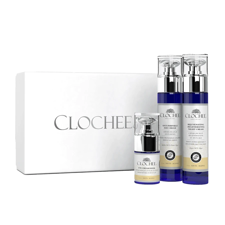 Набор Clochee Anti-Aging Facial Skin Care, крем против морщин, 50 мл + омолаживающий ночной крем, 50 мл + крем-маска для глаз, 15 мл: цены и характеристики