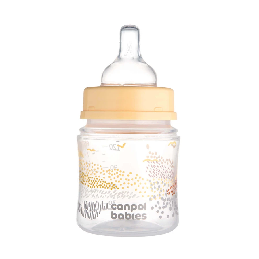 Canpol Babies EasyStart, антиколиковая бутылочка с широким горлышком, Mountains, бежевая, 35/242, с рождения, 120 мл: цены и характеристики