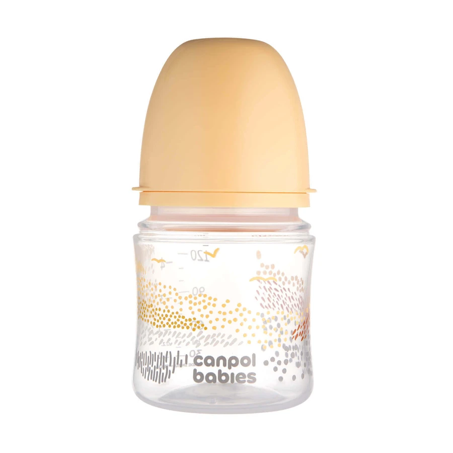Canpol Babies EasyStart, антиколиковая бутылочка с широким горлышком, Mountains, бежевая, 35/242, с рождения, 120 мл: цены и характеристики