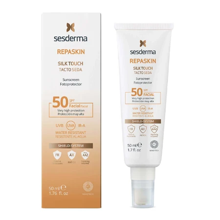 Набір Sesderma Repaskin, Silk Touch, сонцезахисний крем для обличчя, SPF 50, 50 мл + Hidraderm Hyal, крем для обличчя, 50 мл: ціни та характеристики
